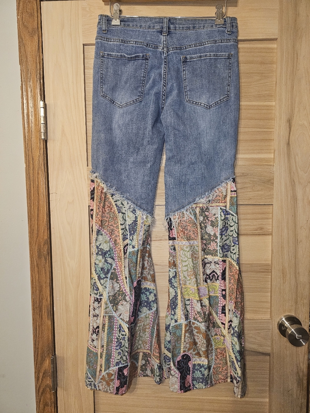 Easel Denim Flare Jeans with Multicolor Patchwork Panels - Picture 4 of 4